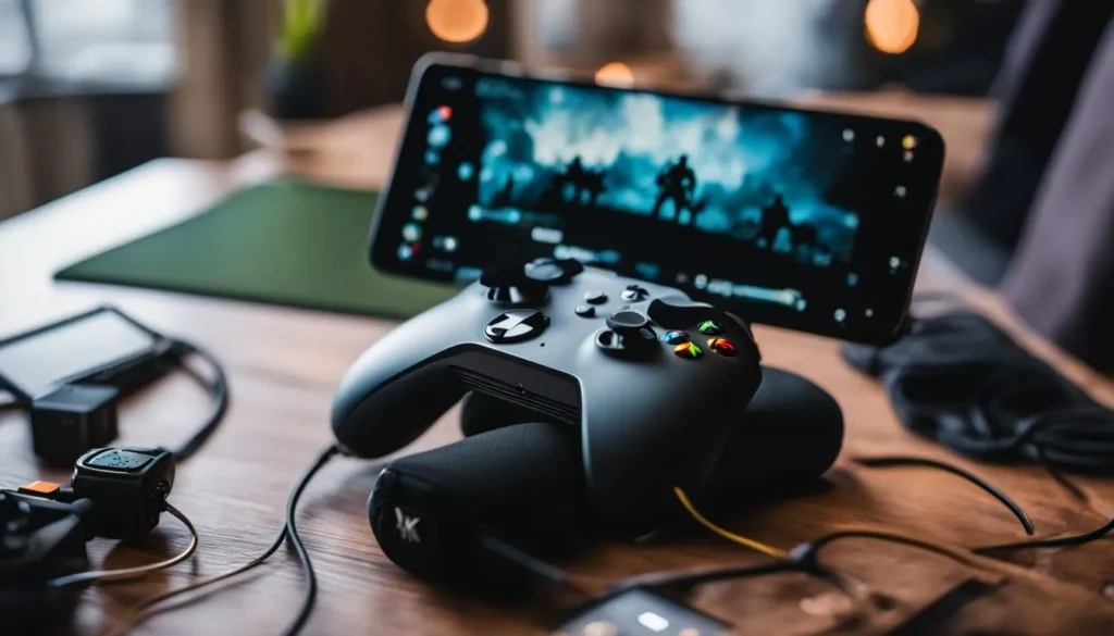 Eine Person verbindet einen Xbox-Controller mit einem iPhone oder iPad.